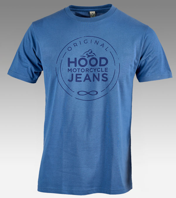 Faded Denim Blue T-shirt | Hood Motorcycle Jeans Logo