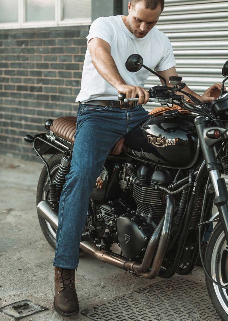 Motorcycle Jeans Mens Stonewash Blue