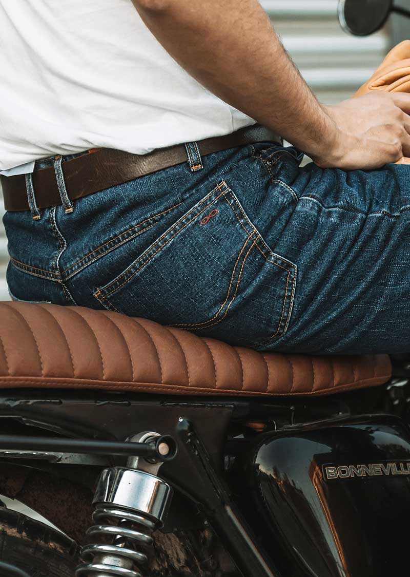 Motorcycle Jeans Mens Stonewash Blue