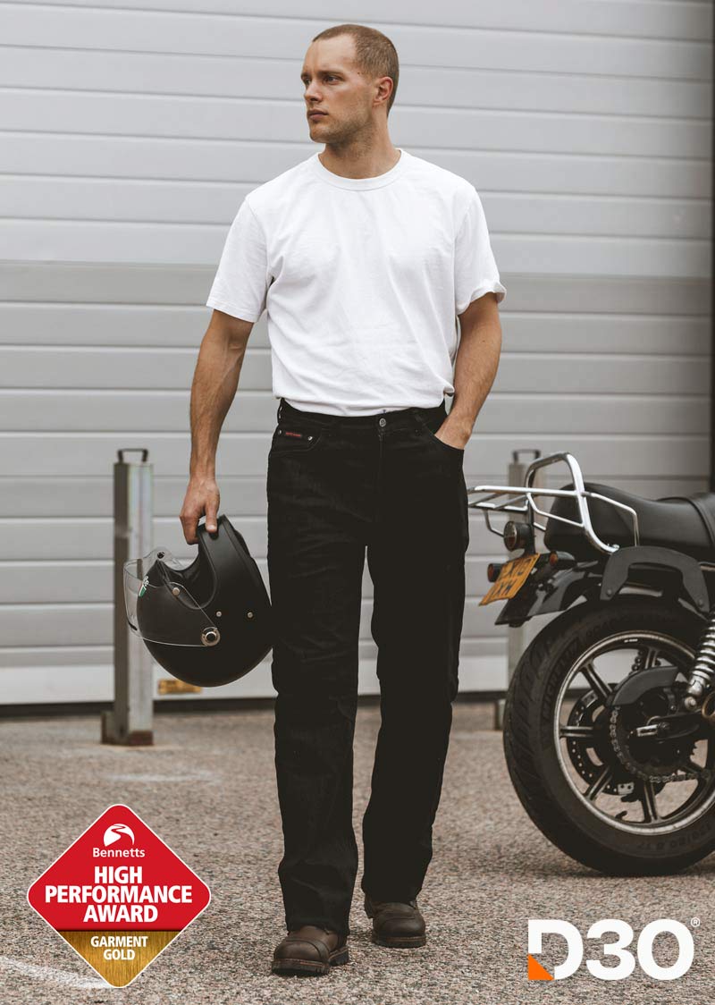 K7/AAA (S) Mens Easy-Fit Black Soft-wash Motorcycle Jean