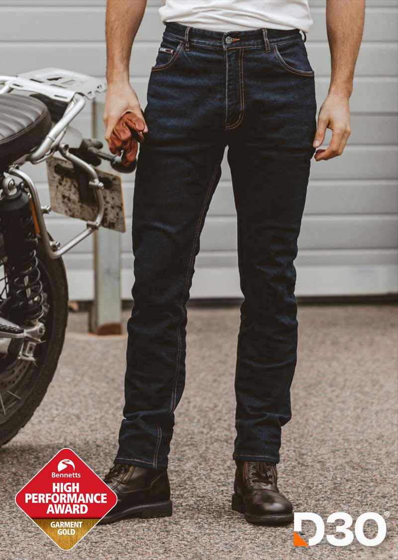 SK11/AAA Mens Slim-Fit Dark Navy Soft-wash Motorcycle&nbsp;Jean