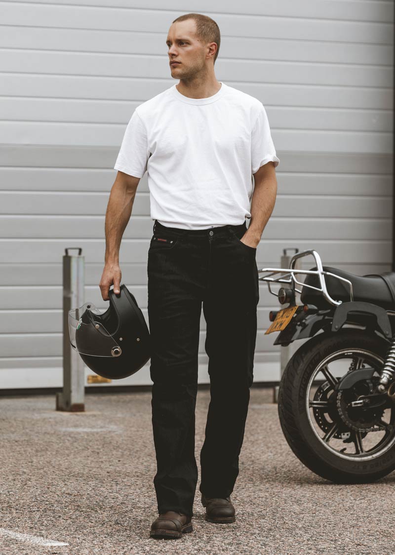 K7/B (S) Mens Easy-Fit Black Soft-wash Motorcycle&nbsp;Jean