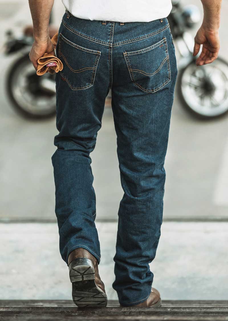 Motorcycle Jeans Mens Stonewash Blue