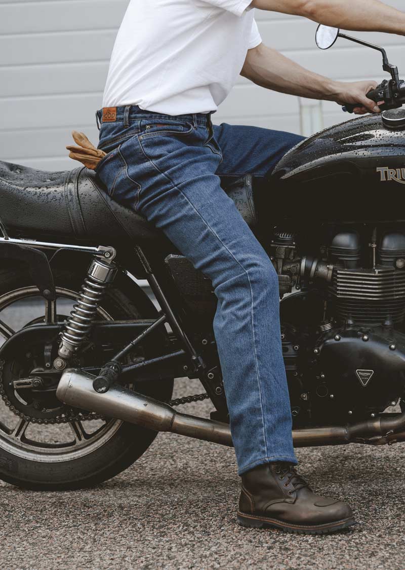 Motorcycle Jeans Mens Stonewash Blue