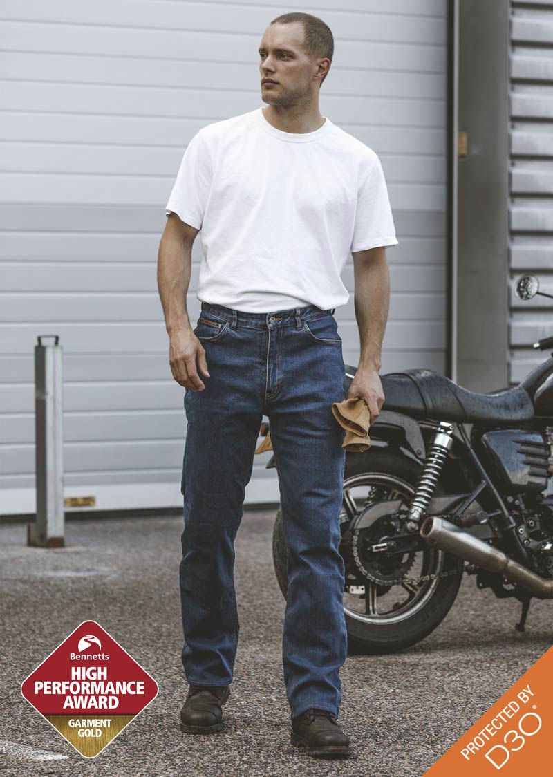 Motorcycle Jeans Mens Stonewash Blue