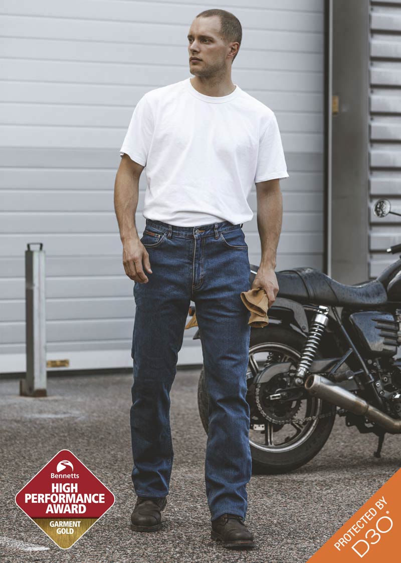 K7/AAA (S) Mens Easy-Fit Stonewash Blue Motorcycle Jean