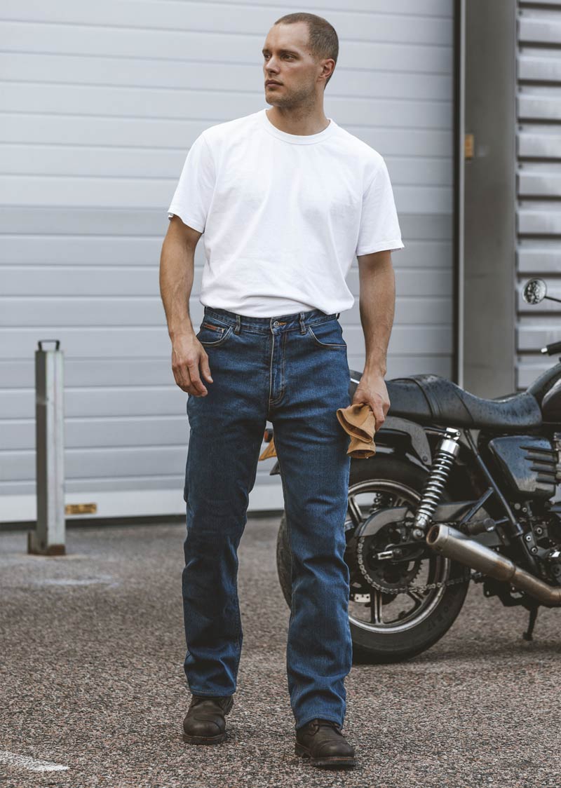 K7/B (S) Mens Easy-Fit Stonewash Blue Motorcycle Jean