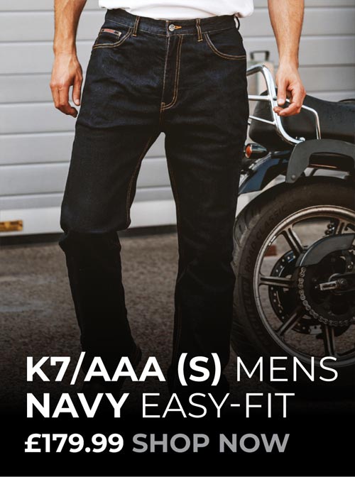 Mens Navy Motorcycle Jeans AAA