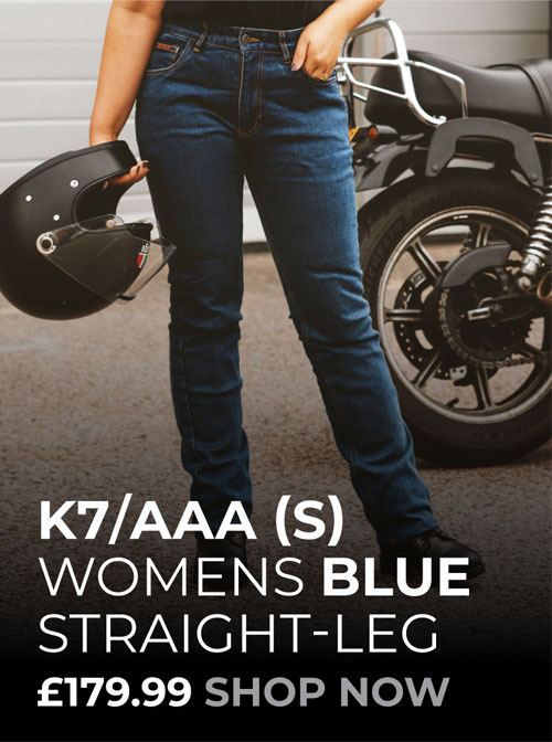 Womens Blue Motorcycle Jeans K7/AAA