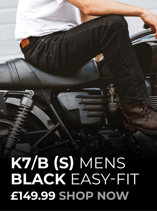 Mens Black Motorcycle Jeans K7/B