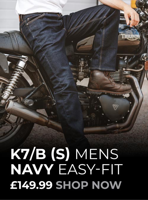 Mens Navy Motorcycle Jeans K7/B