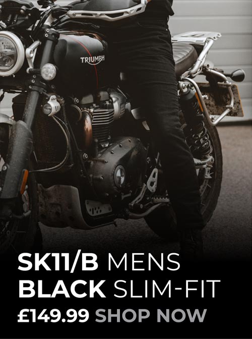 Mens Black Motorcycle Jeans Slim Fit SK11/B