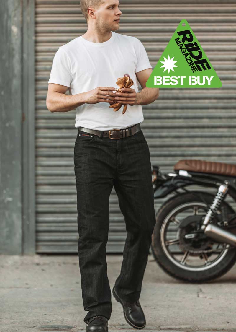 K7/B Mens Easy-Fit Black Soft-wash Motorcycle Jean