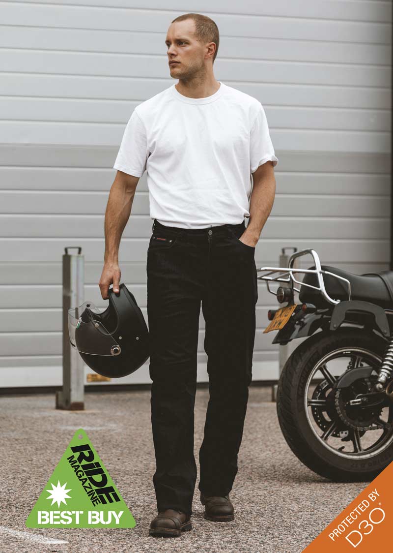 K7/AAA (S) Mens Easy-Fit Black Soft-wash Motorcycle Jean