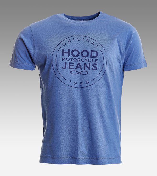 Faded Denim Blue T-shirt | Hood Motorcycle Jeans Logo