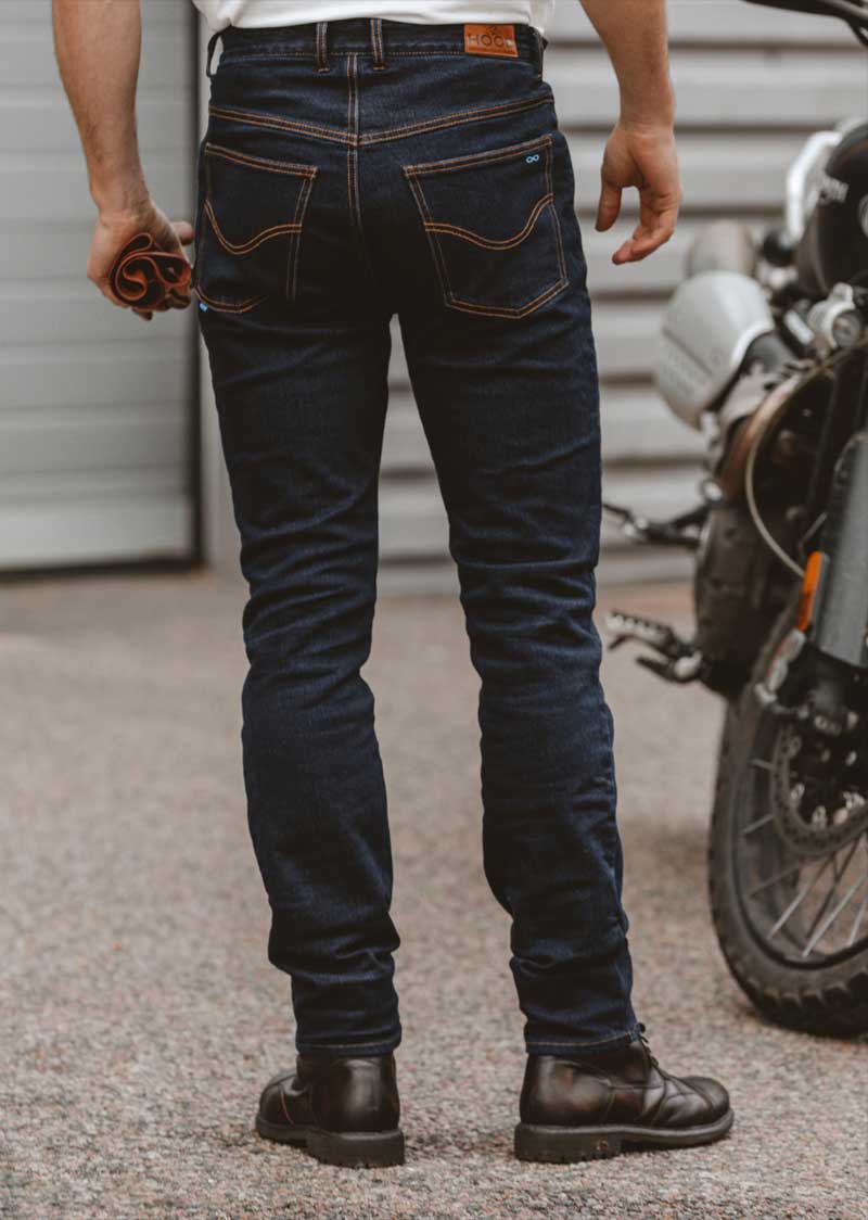 Motorcycle Jeans Mens Slim-Fit Dark Navy