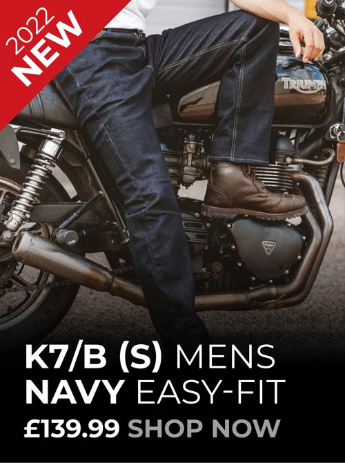 Mens Navy Motorcycle Jeans B