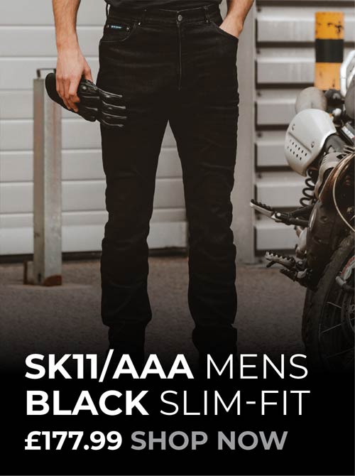 Mens Black Motorcycle Jeans Slim Fit AAA
