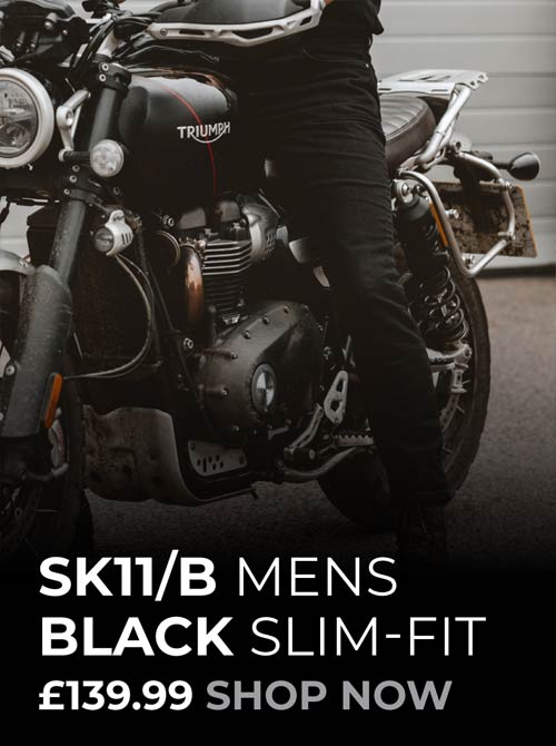 Mens Black Motorcycle Jeans Slim Fit B
